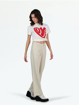 Basic Wide Leg Beige Jeans