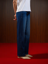 Women's Straight Wide Jeans Dark Blue