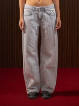 Women's Straight Wide Jeans Grey