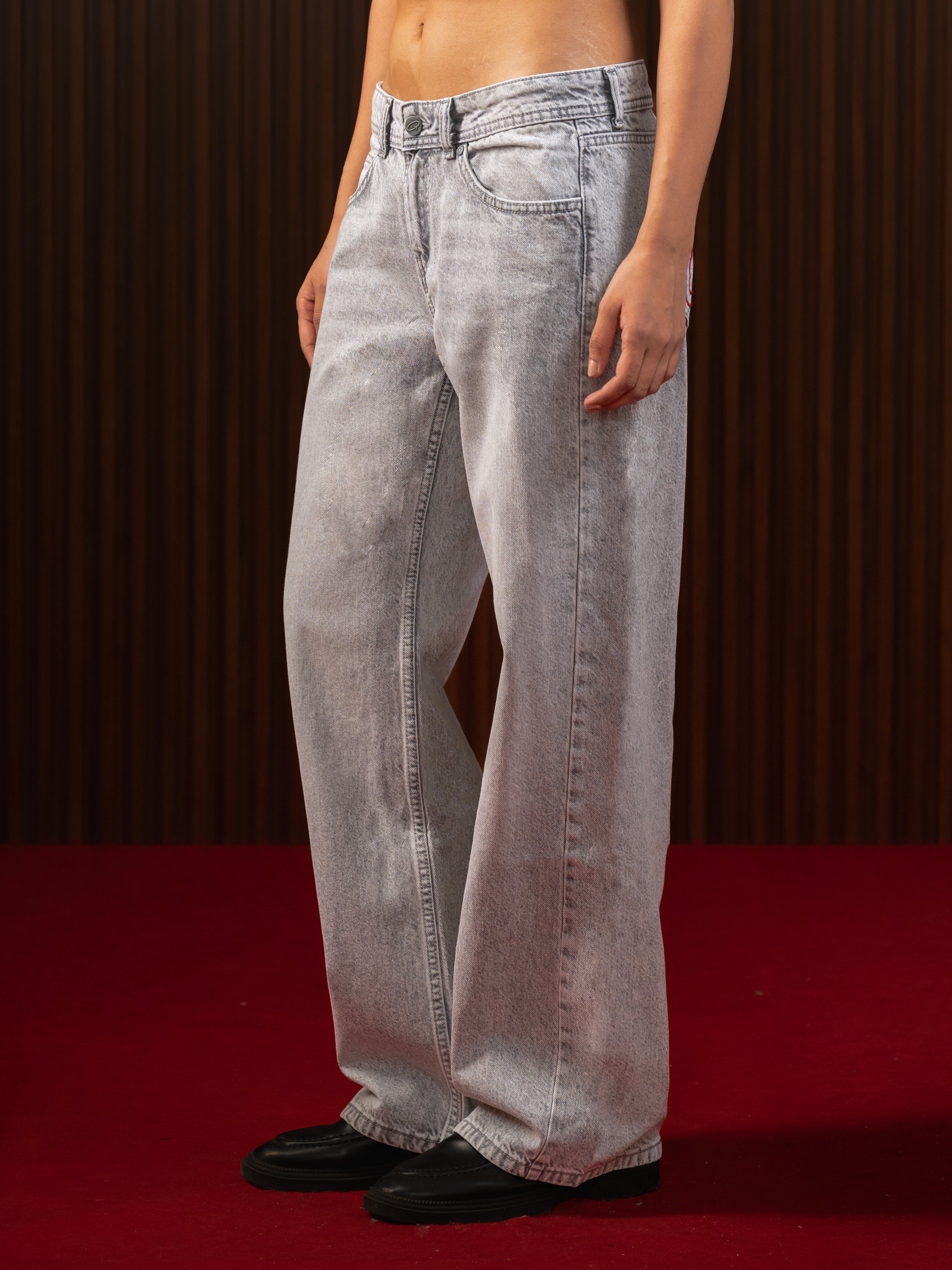 Women's Straight Wide Jeans Grey