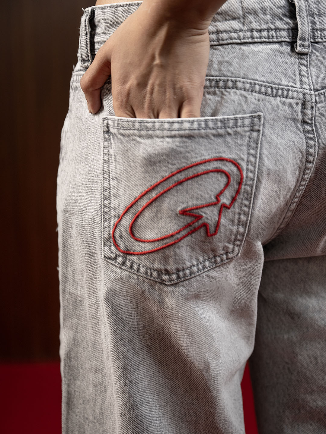 Women's Straight Wide Jeans Grey