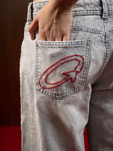 Women's Straight Wide Jeans Grey