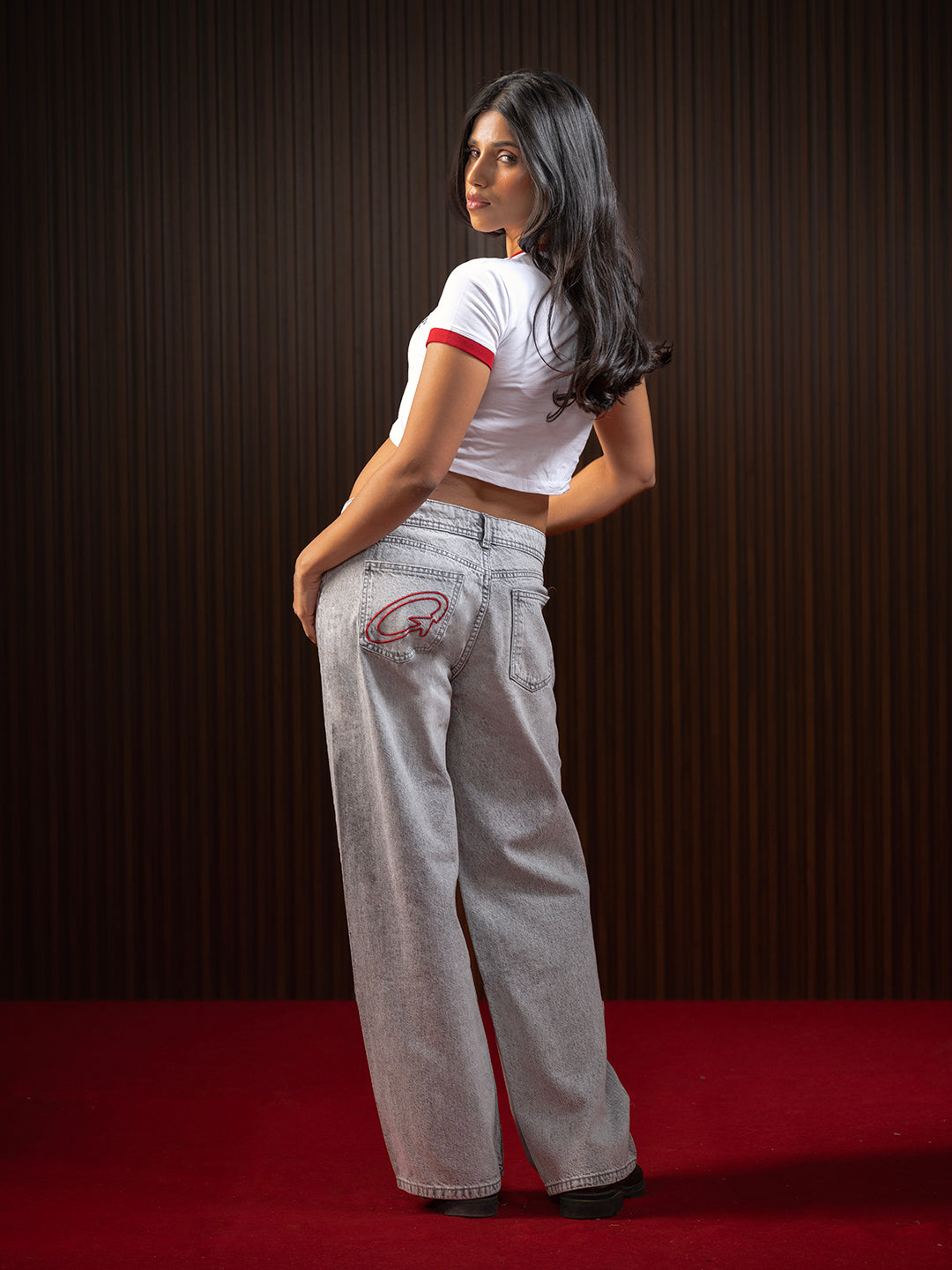 Women's Straight Wide Jeans Grey