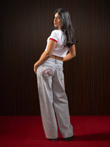 Women's Straight Wide Jeans Grey