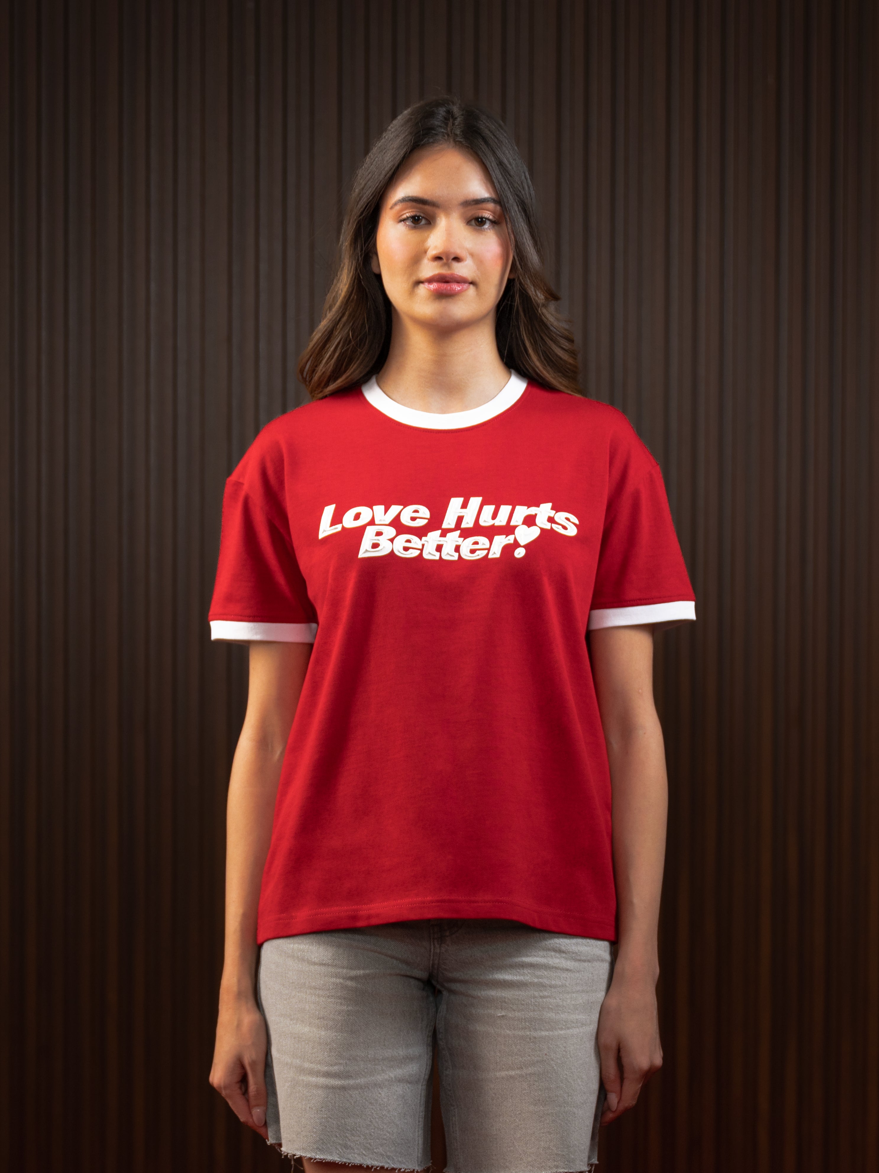 WOMEN'S RINGER TEE RED