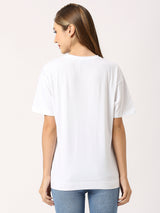 Ivory White Basic Oversized Women T-shirt