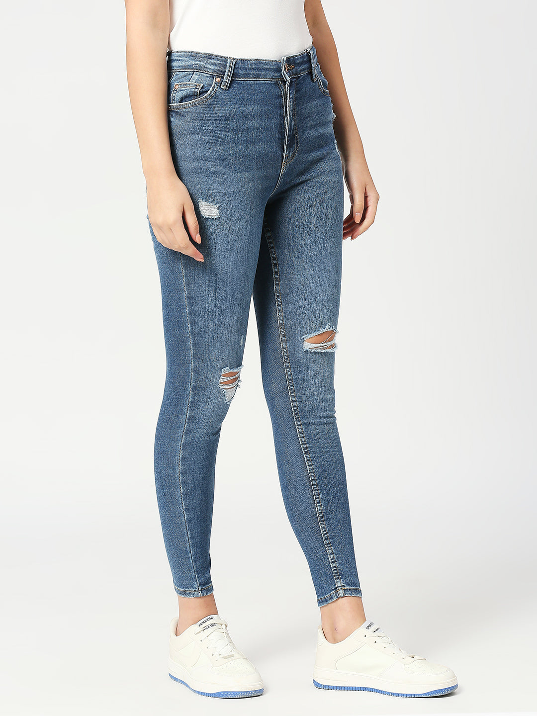 Dark Mid Blue Ibiza Highwaist Skinny Fashion Jeans