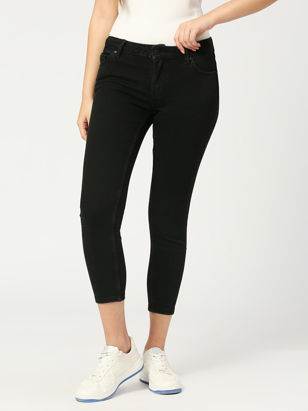 Milan Skinny Black Knee Cut Jeans