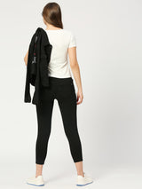 Milan Skinny Black Knee Cut Jeans