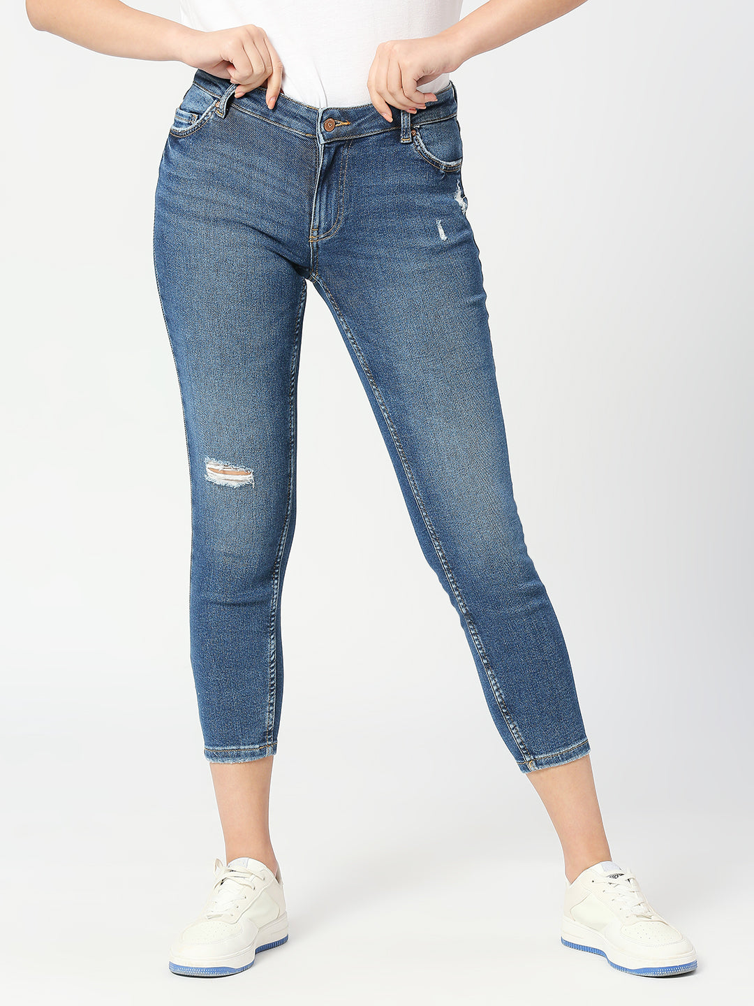 Women's Dark Mid Blue Milan Skinny Fashion Jeans