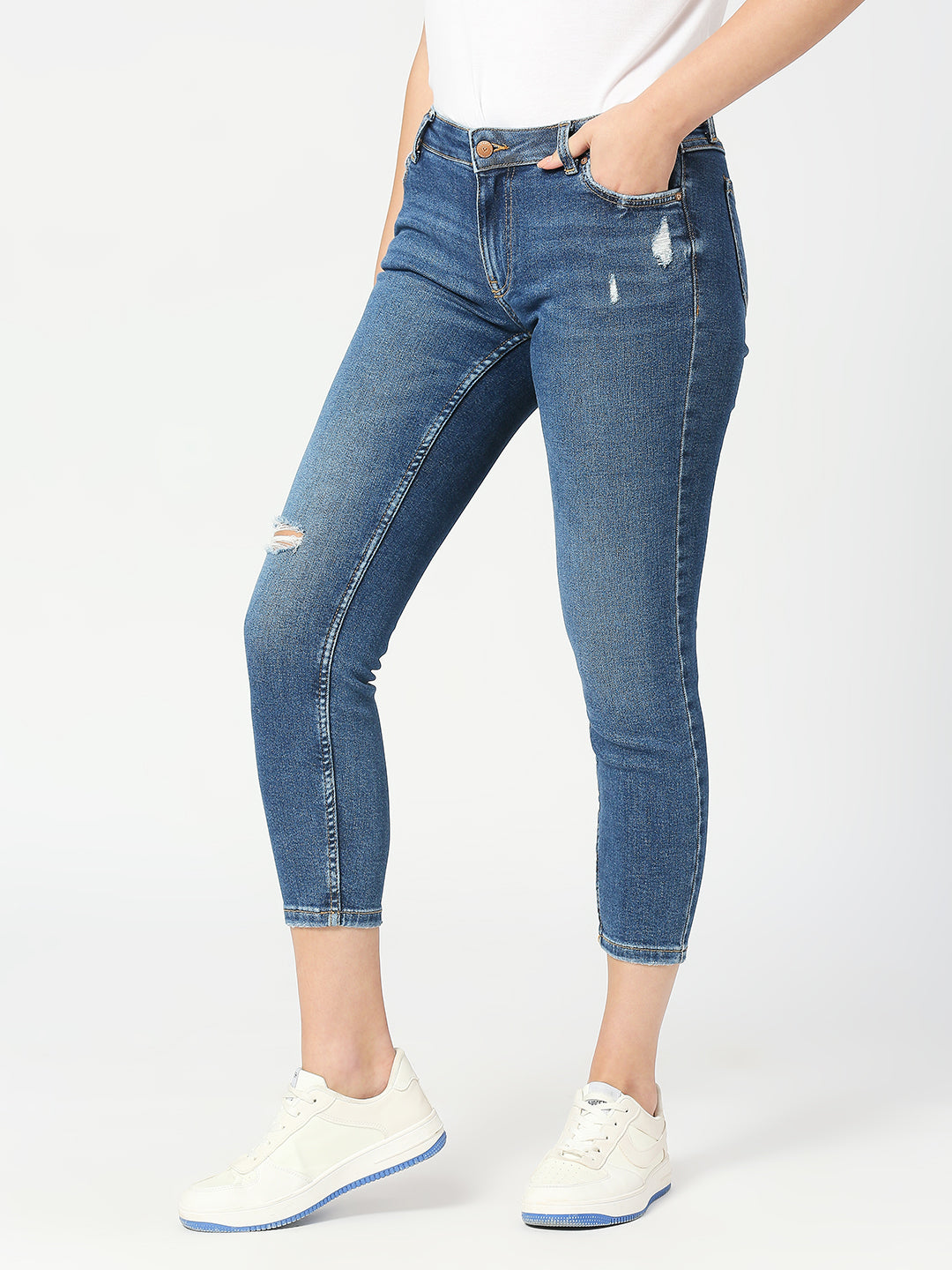 Women's Dark Mid Blue Milan Skinny Fashion Jeans