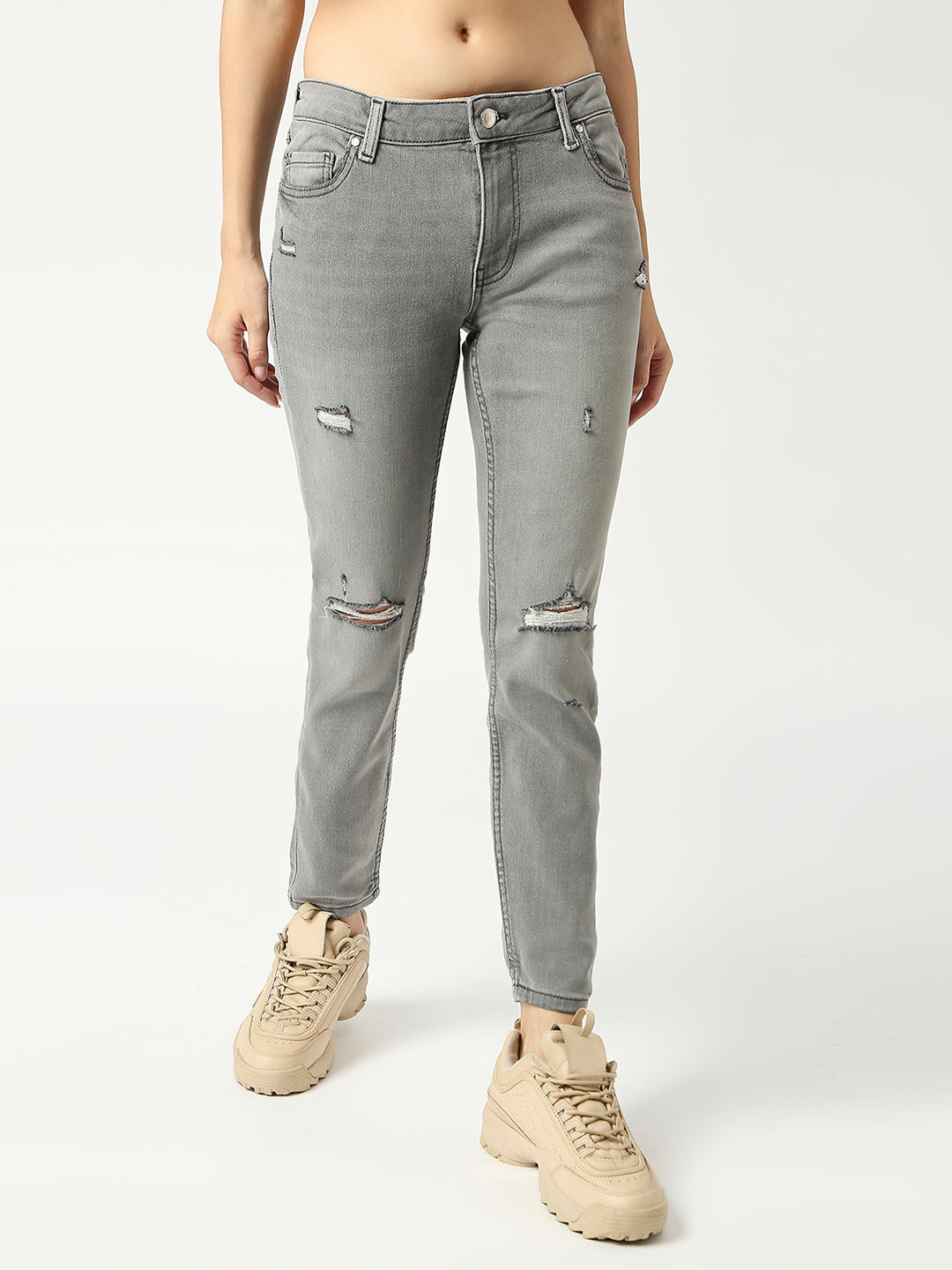 Women Skinny Fit High-Rise Mildly Distressed Jeans