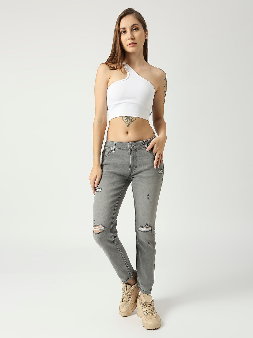 Women Skinny Fit High-Rise Mildly Distressed Jeans