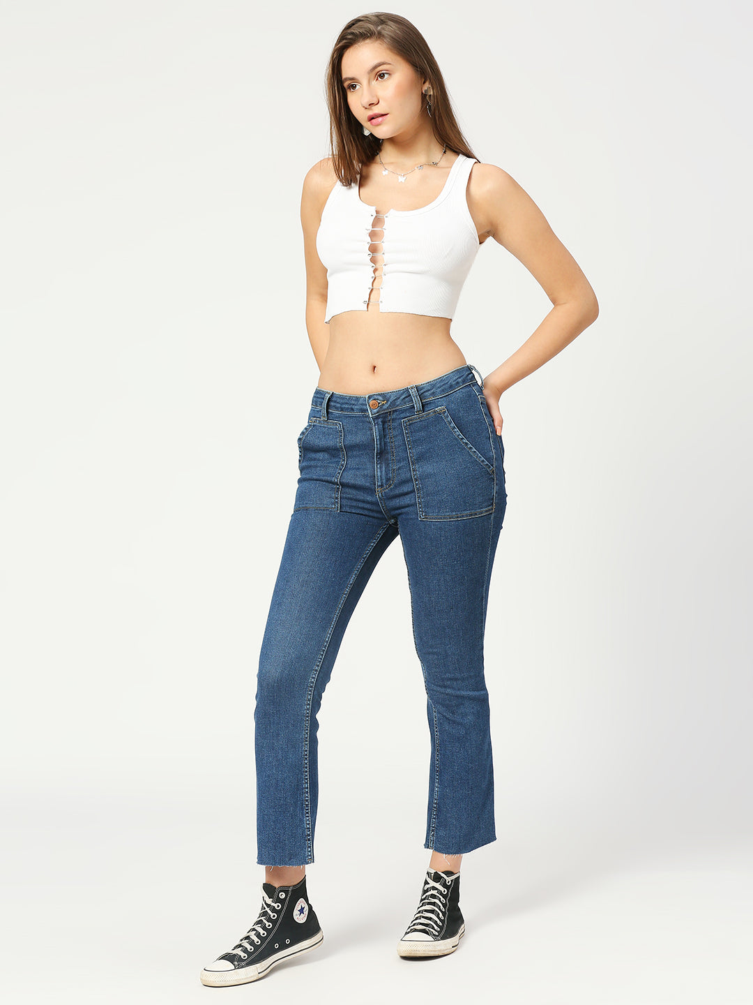 Women's Dark Blue Phoenix Cropped Jeans