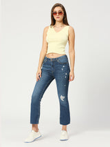 Women's Mid Blue Phoenix Cropped Flare Jeans