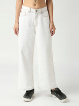 Women's Ecru Seattle Cropped Wide Leg Jeans