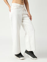 Women's Ecru Seattle Cropped Wide Leg Jeans