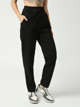 Women's Black Valencia Elasticated Mom Jeans