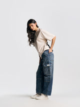 UNISEX ZIPO SKATER FIT JEANS DARK BLUE
