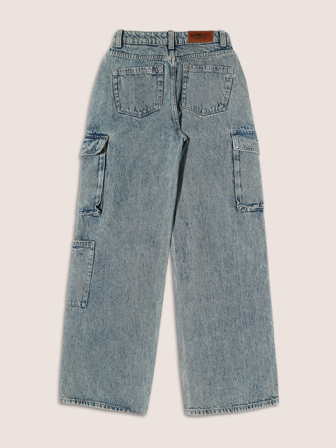 Women Mid blue Wide Leg Cargo