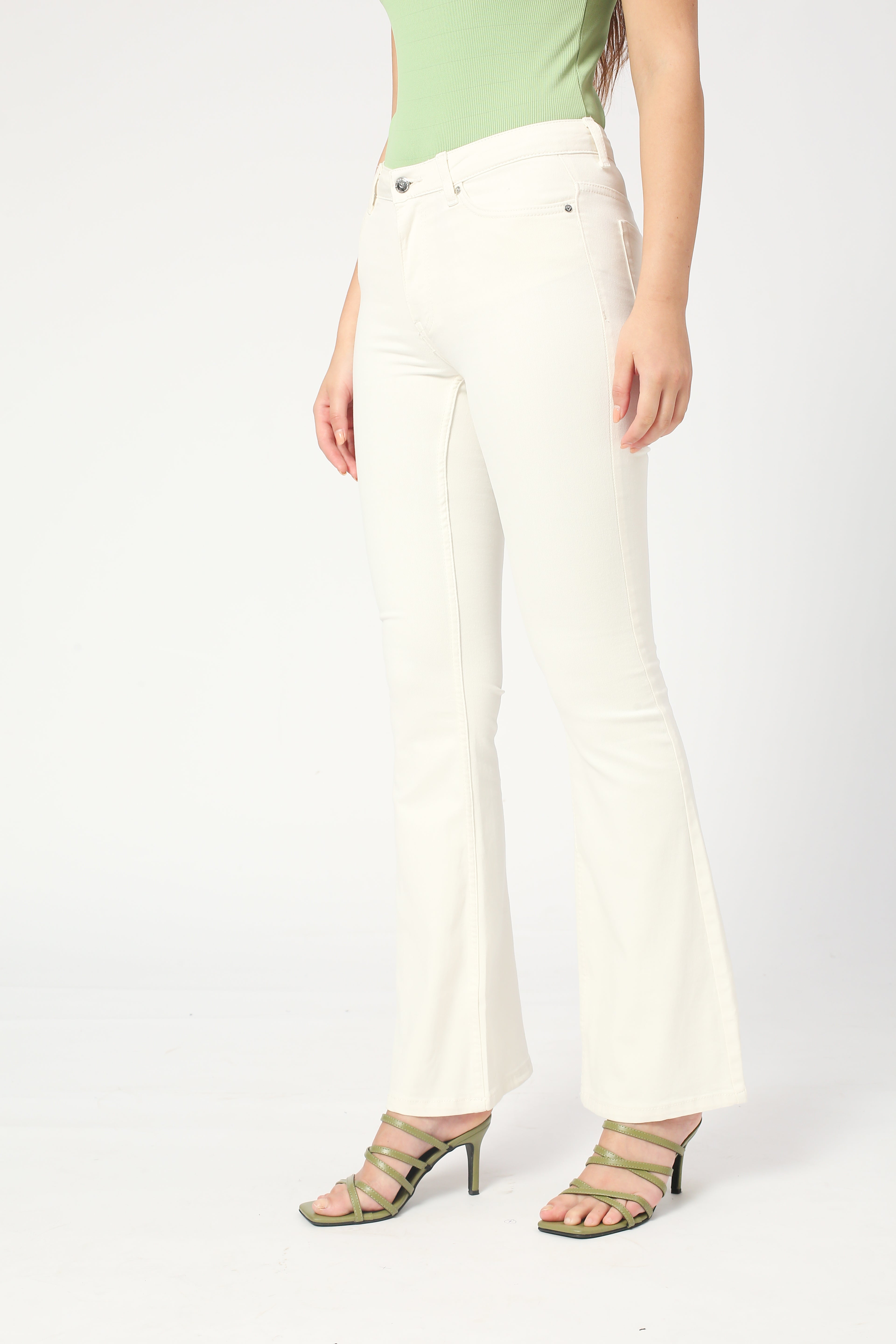 Women's Ecru Madrid Long Flare Jeans