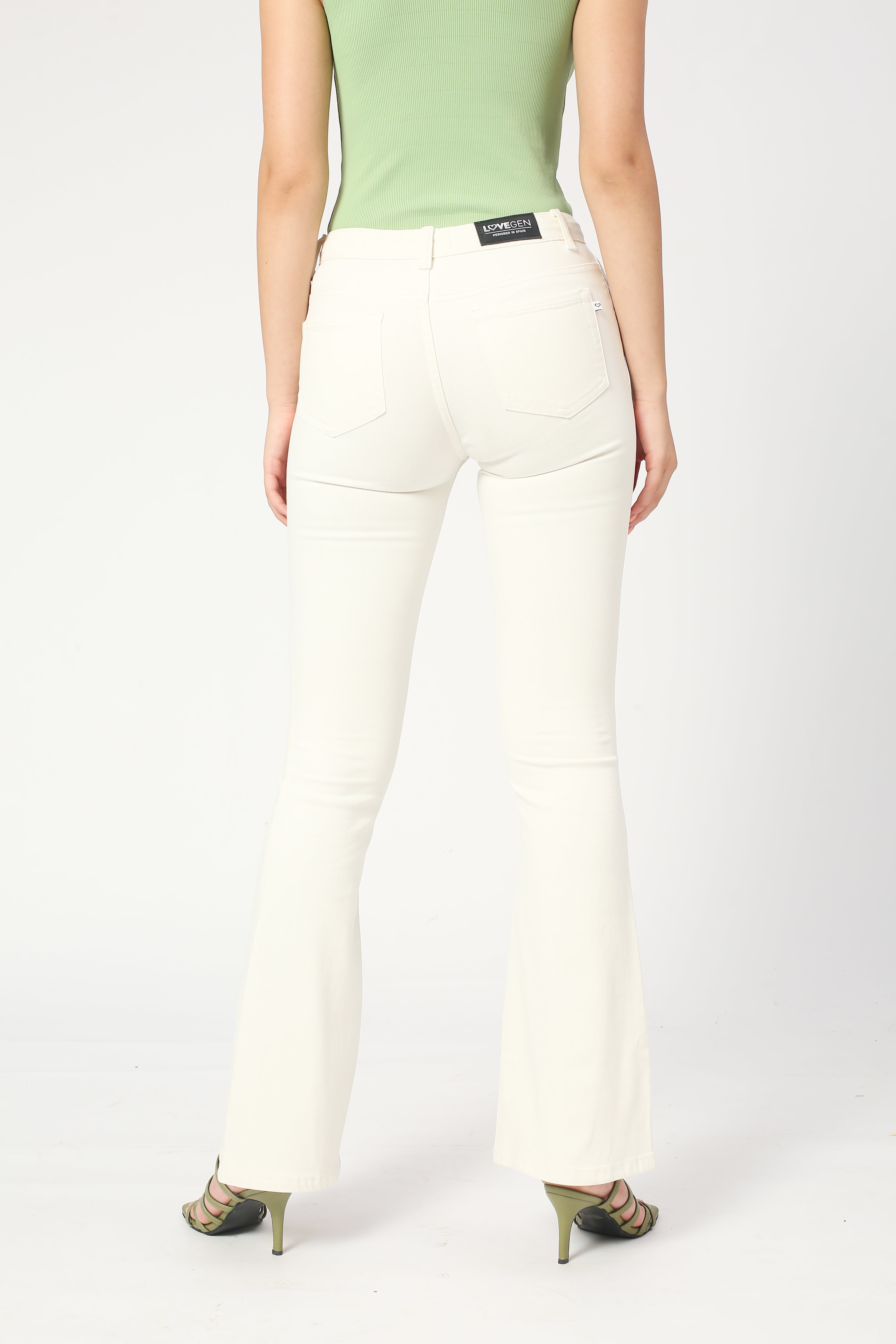 Women's Ecru Madrid Long Flare Jeans