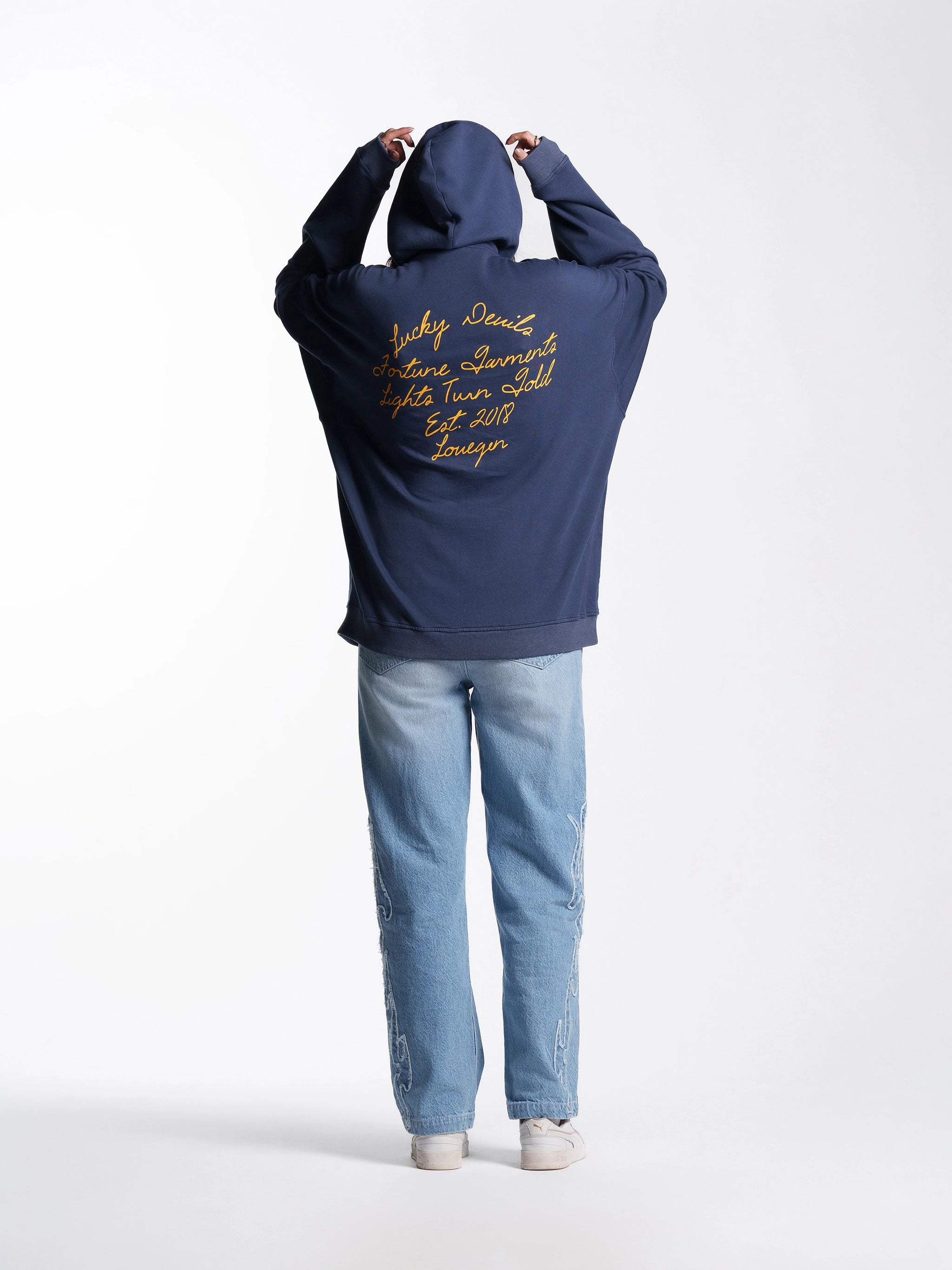 Unisex Frayed Flame Jeans Straight