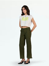 Olive Double Button Parachute Pants