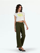 Olive Double Button Parachute Pants