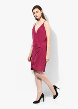Crossover Strappy Dress With Pleated Front