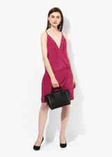 Crossover Strappy Dress With Pleated Front