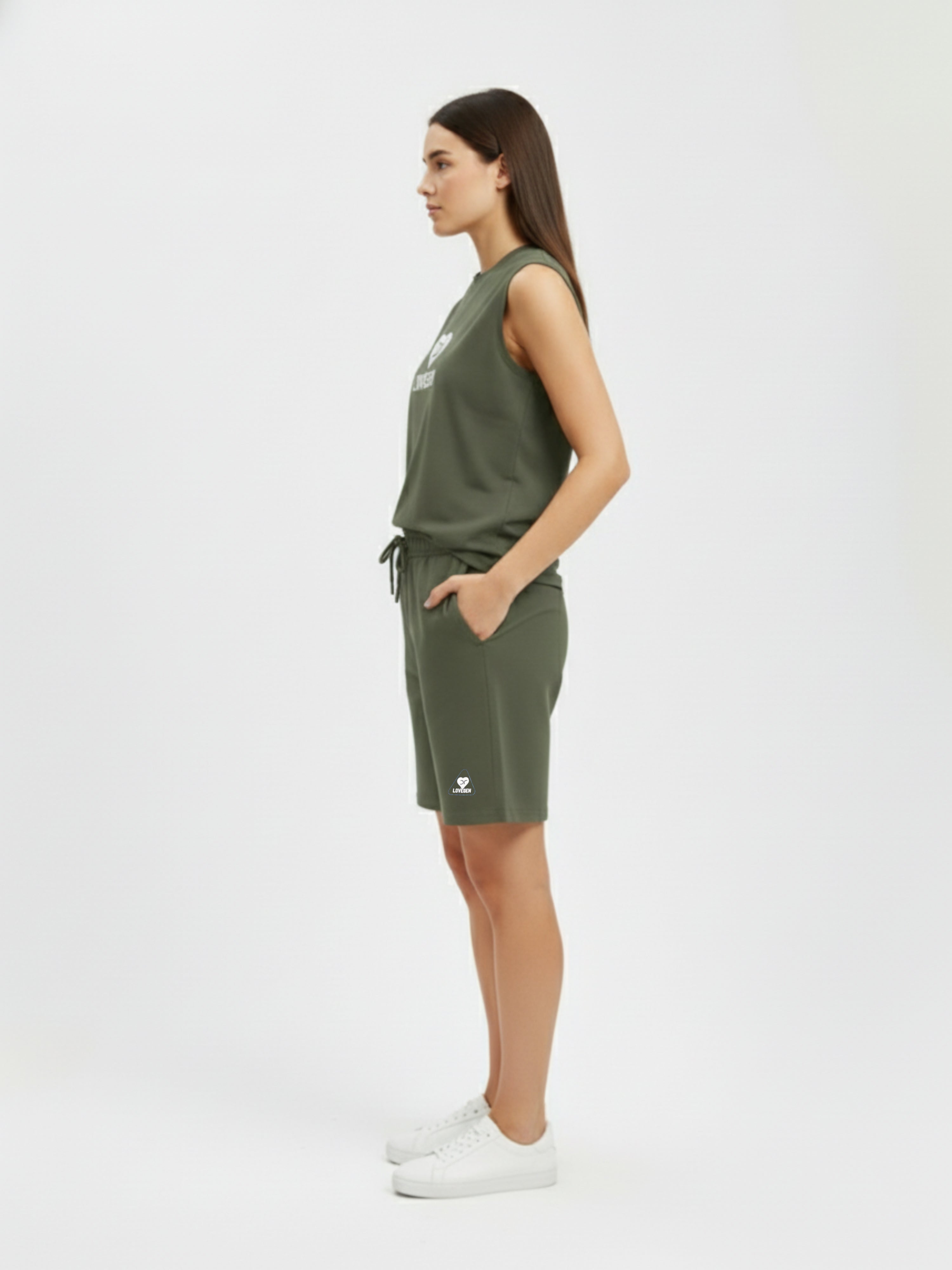 DR Olive Monochrome Sleeveless T-shirt