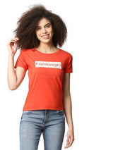 Round Neck Red Short Sleeve T-Shirt With Print