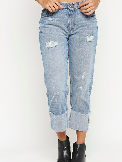 ROMA STRAIGHT LEG JEANS SIDE PEARL TAPE