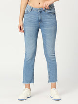 Buy Light Blue Cropped Flare Jeans for Women at best price